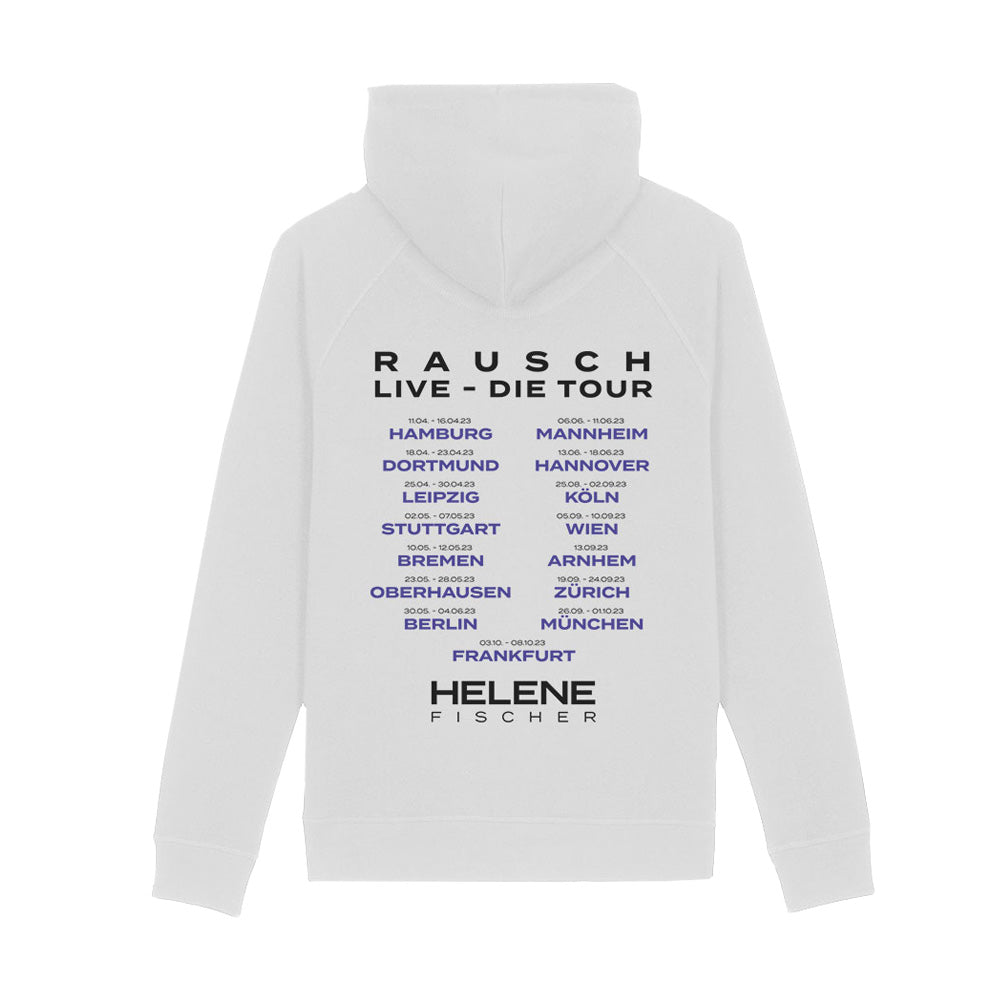 Hoodie Weiß Tournee 2023 - Motiv "Rausch-Live-Die Tour" - Unisex