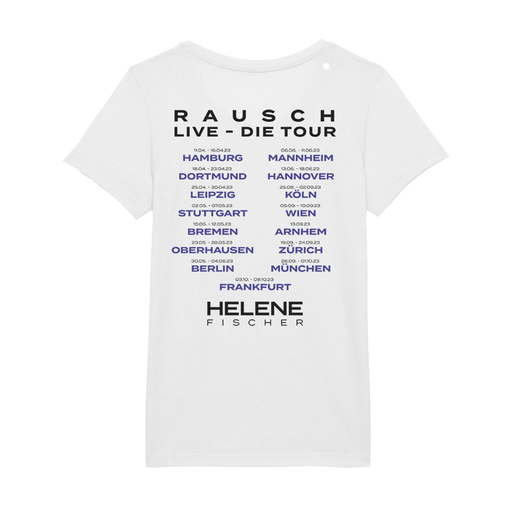 T-Shirt Weiß Tournee 2023 - Motiv "Rausch-Live-Die Tour" - Damen