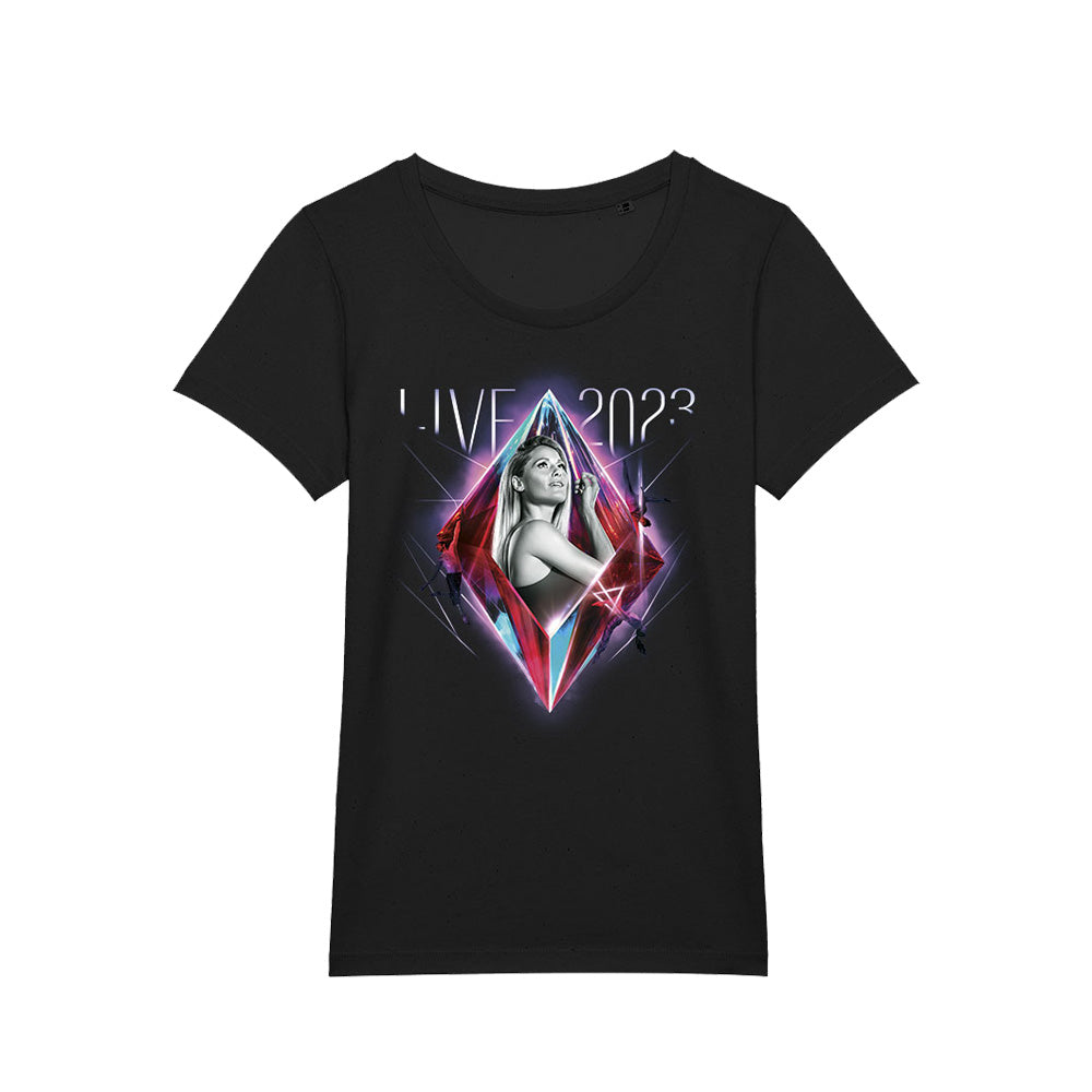 T-Shirt Schwarz Tournee 2023 - Motiv Kristall - Damen